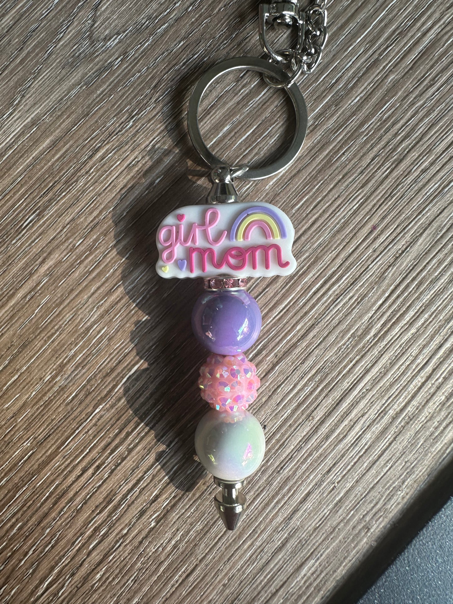 Girl Mom Beaded Keychain