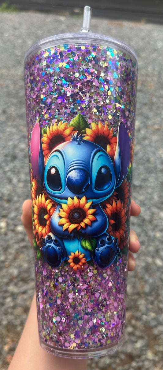 24 oz Stitch Snowglobe Tumbler